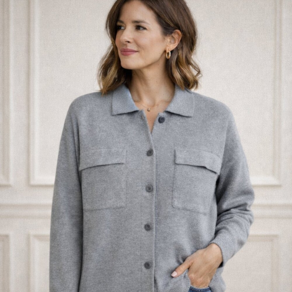 Hudson North Cashmere Blend Gray Button Up Cardigan Soft Knit
